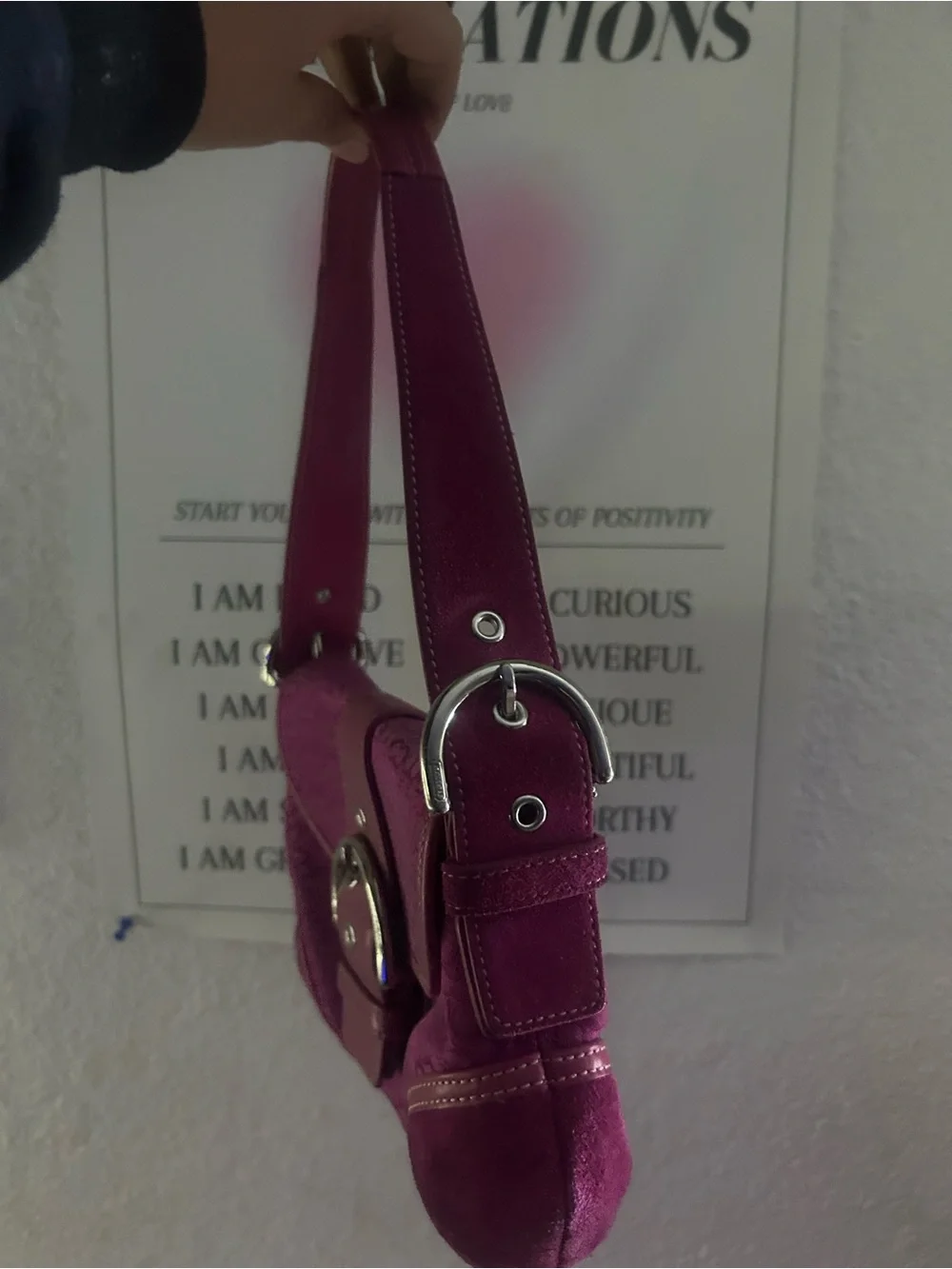Coach Magenta Shoulder Bag with Front Buckle